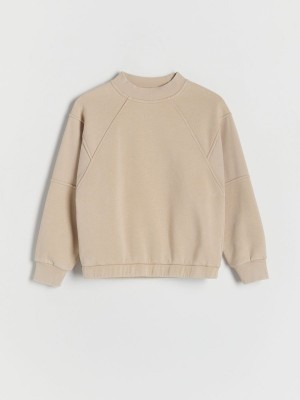 Beige Girls' Reserved Sweatstitching Sweatshirts | 80319MHNZ