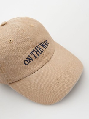 Beige Men's Reserved Baseballwash Effect Caps | 16874OJTP