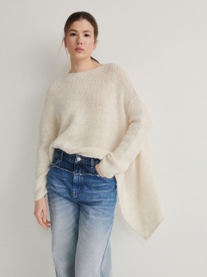 Beige Women's Reserved Asymmetrical Sweaters | 36874QVWH