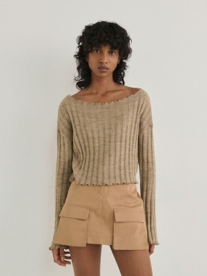 Beige Women's Reserved Minipockets Skirts | 70845BNOX