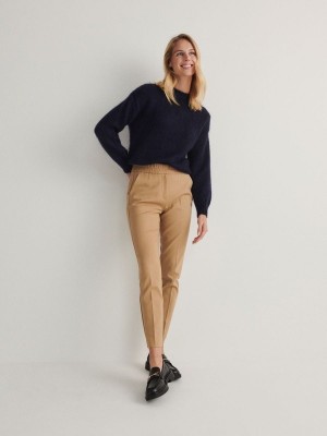 Beige Women's Reserved Pressed Crease Trousers | 41508XVTL