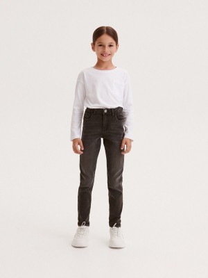 Black Girls' Reserved Elastic Slim Jeans | 49563NCSI