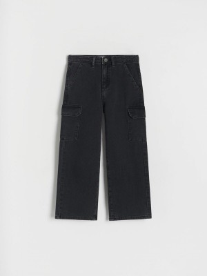 Black Girls' Reserved Wide Legpockets Jeans | 31260TOFH