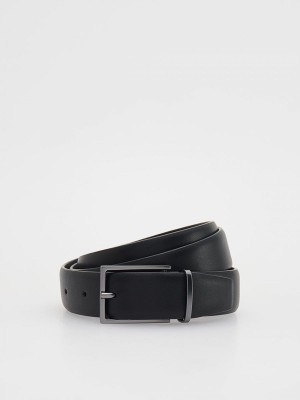 Black Men's Reserved Combined Materials Belts | 46930CMUY