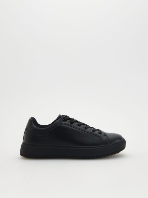 Black Men's Reserved Faux Leather Shoes | 71026JZHD