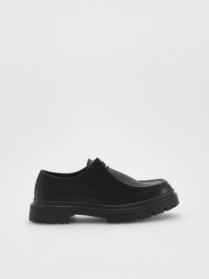 Black Men's Reserved Leather Shoes | 28370WHVR