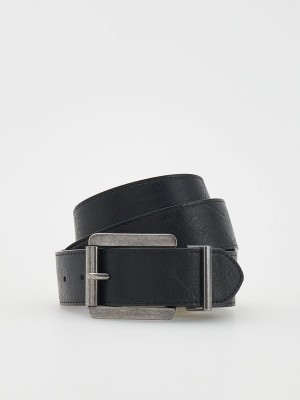 Black Men's Reserved Plainbuckle Belts | 41625KPIV