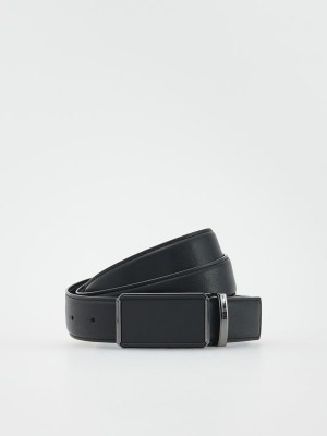 Black Men's Reserved Plainbuckle Belts | 96514GXUS