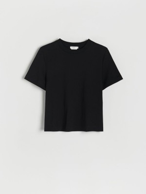 Black Women's Reserved Boxy T-shirts | 69218KABS