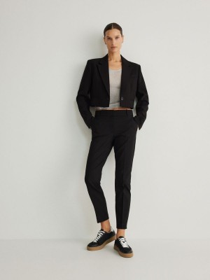 Black Women's Reserved Cigarettepressed Crease Trousers | 58630PKWC