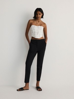 Black Women's Reserved Cigarettepressed Crease Trousers | 92816DNIE