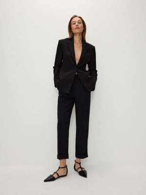 Black Women's Reserved Cuffs Trousers | 92574VAHB