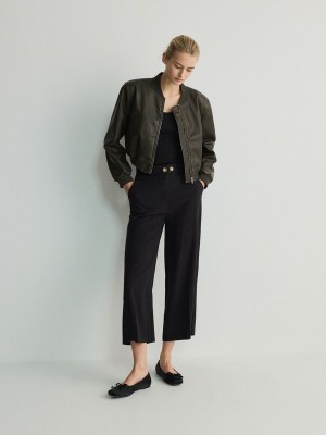 Black Women's Reserved Culottepressed Crease Trousers | 89413ZHQC