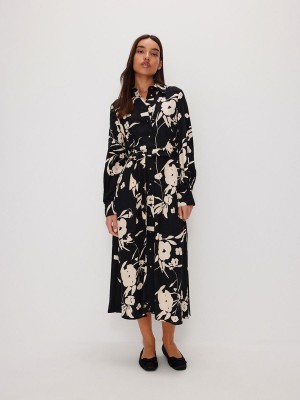 Black Women's Reserved Floral Print Dress | 43165GYPL