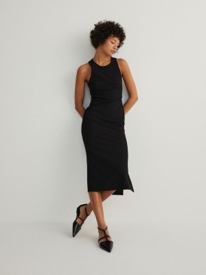 Black Women's Reserved Jersey Dress | 02598STKQ