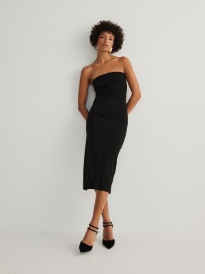 Black Women's Reserved Midi Dress | 96851GKDO