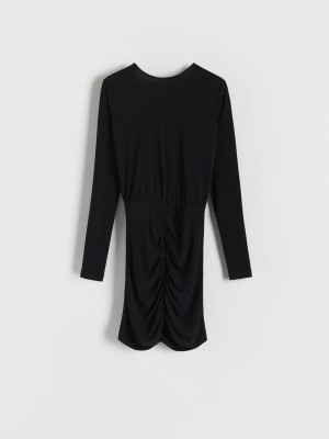 Black Women's Reserved Miniruching Dress | 78541ZWRM