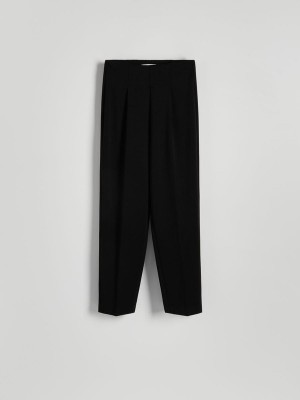 Black Women's Reserved Pressed Crease Trousers | 87419NYHU