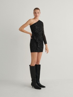 Black Women's Reserved Sequin Dress | 90784GIFW