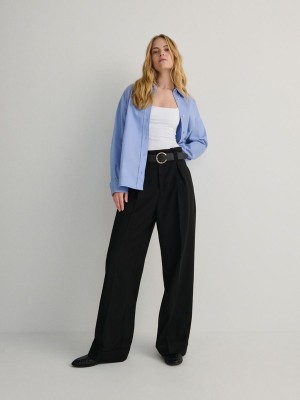 Black Women's Reserved Tie Waist Trousers | 90546RTLU