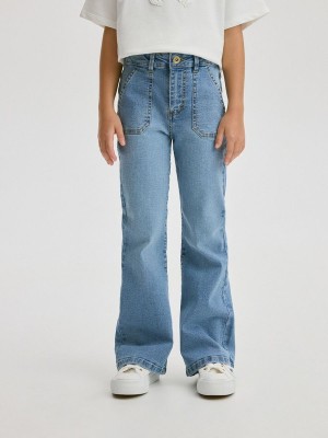 Blue Girls' Reserved Elastic Flare Jeans | 37851OQEB