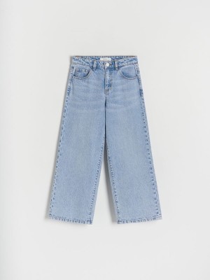 Blue Girls' Reserved High Waist Wide Leg Jeans | 64239LIXQ