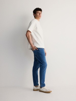 Blue Men's Reserved Carrot Slim Jeans | 94127NKWY