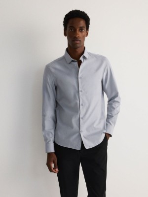 Blue Men's Reserved Regular Fit Cotton Rich Shirts | 17025MRUJ