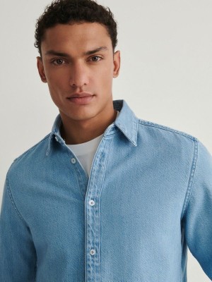 Blue Men's Reserved Regular Fit Denim Shirts | 29064EVMD