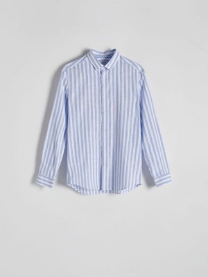 Blue Men's Reserved Regular Fit Striped Shirts | 78435QAEW