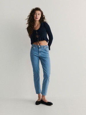 Blue Women's Reserved Boyfriend Slim Jeans | 01278HELI