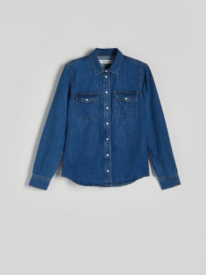 Blue Women's Reserved Denim Shirts | 10958LUDN