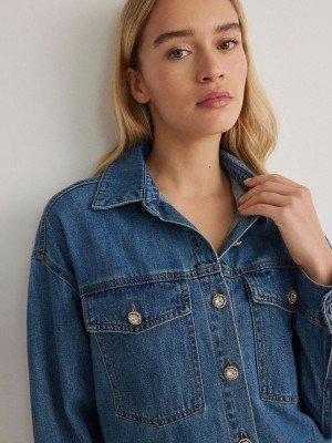 Blue Women's Reserved Denim Shirts | 84517VLFW