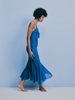 Blue Women's Reserved Maxifrills Dress | 27863HRAI