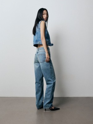 Blue Women's Reserved Wide Leg Jeans | 65874CWRK