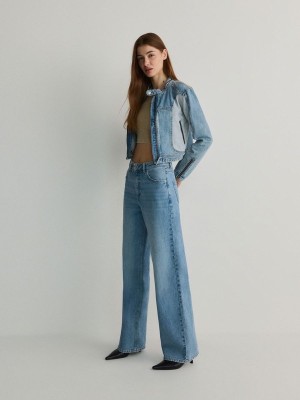 Blue Women's Reserved Wide Leg Jeans | 91062BMKC