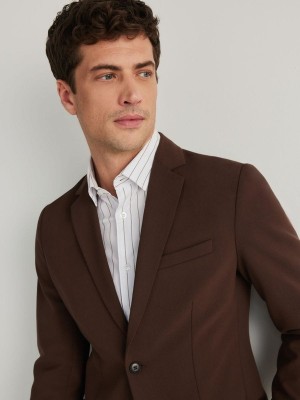 Brown Men's Reserved Slim Fit Suits | 40568GCSL