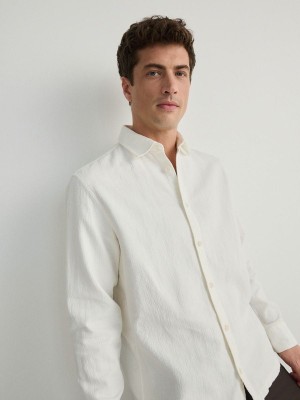 Cream Men's Reserved Boxy Shirts | 41639LMTG