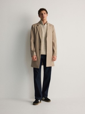 Cream Men's Reserved Classic Coats | 65128CFHO