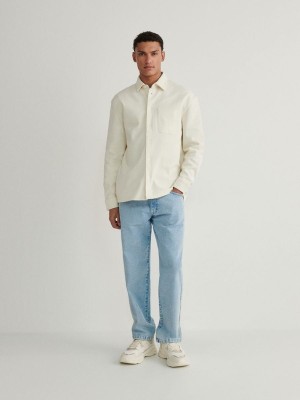 Cream Men's Reserved Comfort Fit Shirts | 96302QGKB