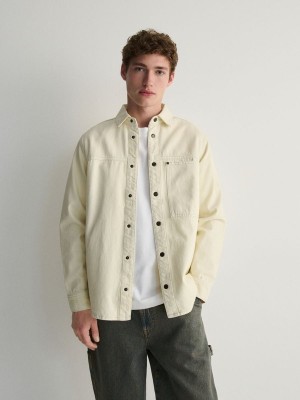 Cream Men's Reserved Comfort Fit Shirts | 08529GMFI