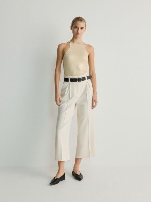 Cream Women's Reserved Belt Trousers | 54318QGPI