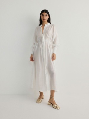 Cream Women's Reserved Linen Rich Maxi Dress | 27519UTNO