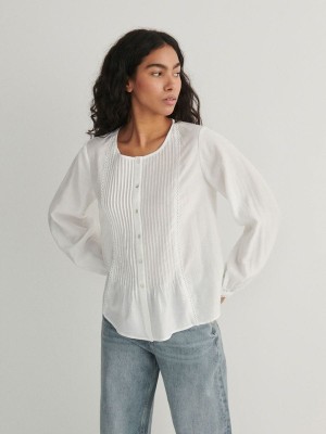 Cream Women's Reserved Viscose Shirts | 21875EQBA