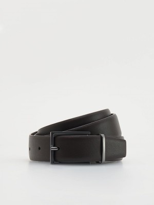 Dark Brown Men's Reserved Combined Materials Belts | 98537JEKW