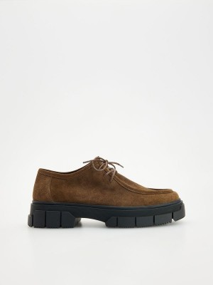 Dark Brown Men's Reserved Leather Shoes | 20847QDAL