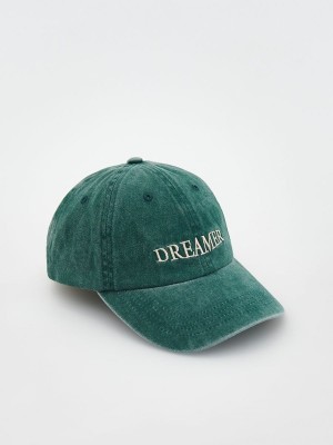 Dark Green Men's Reserved Peaked Caps | 28150GRIQ