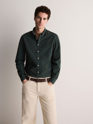 Dark Green Men's Reserved Regular Fit Shirts | 45061CTKM