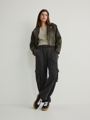 Dark Grey Women's Reserved Cargo Trousers | 84615ESKM