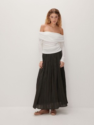 Dark Grey Women's Reserved Cotton Skirts | 45906JMXH